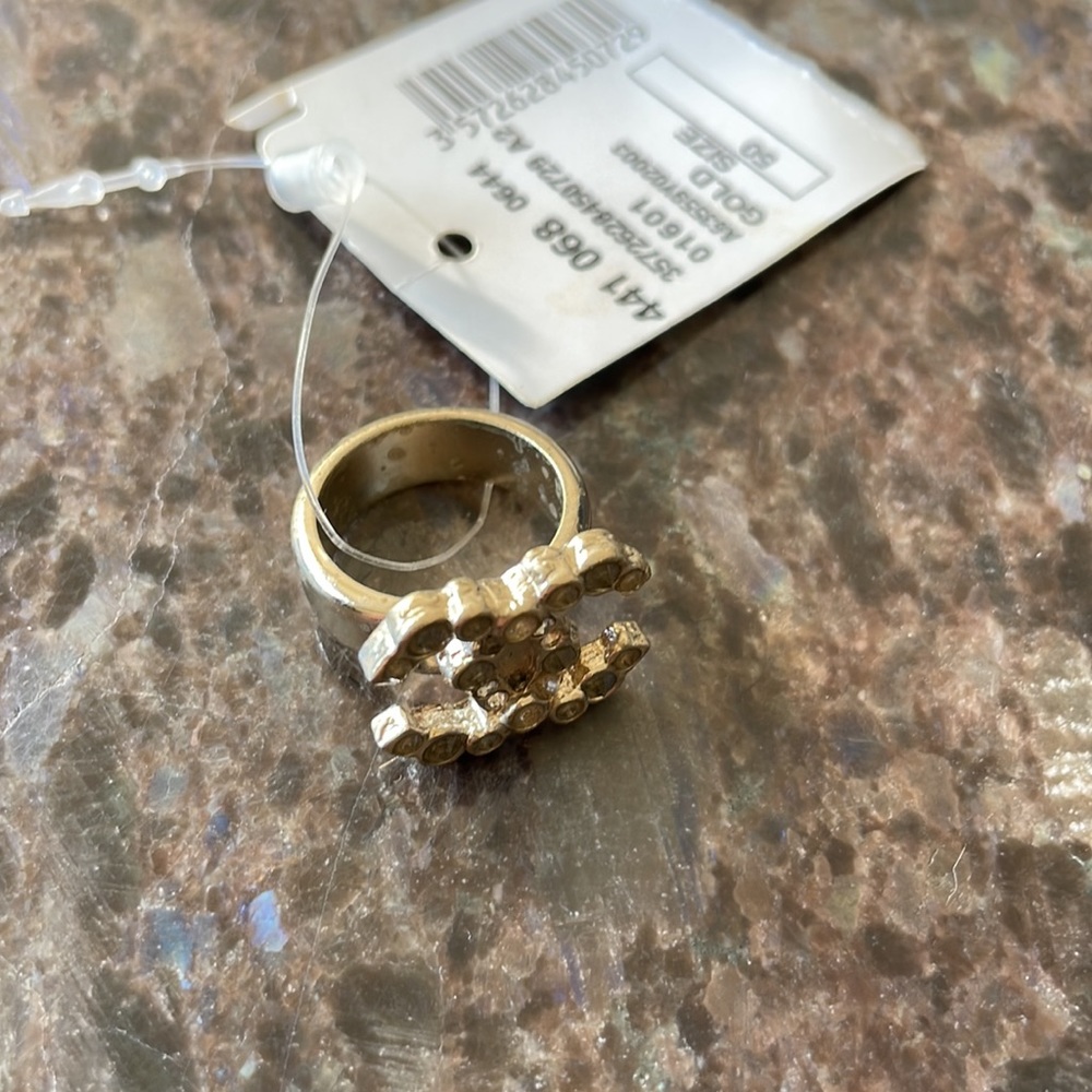 Chanel resin cc logo crystal gold ring - Picture 2 of 10